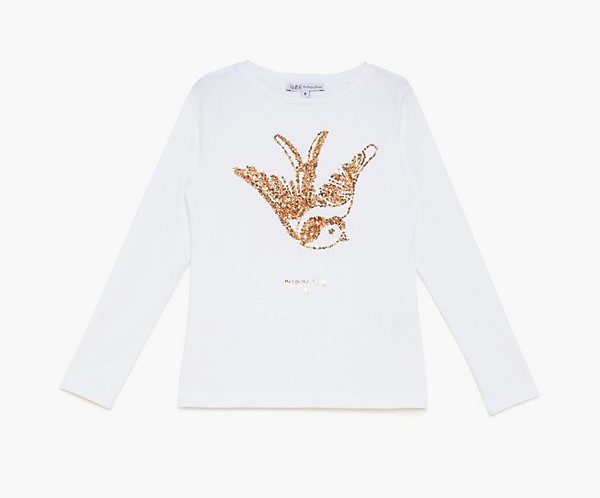 T shirt bianca con paillettes Clearance