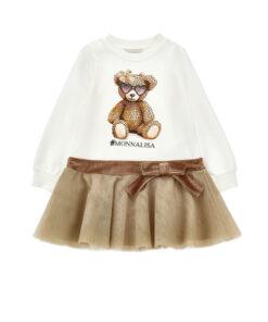 Abito Teddy con tulle Monnalisa