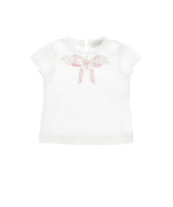 T-Shirt con fiocco e fiore Monnalisa