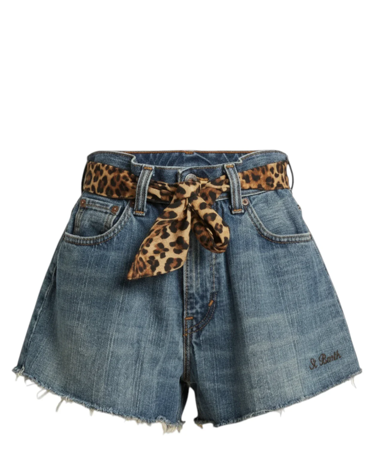 Short Denim Cotton Pastel Leopard MC2 SAINT BARTH